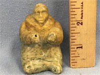 Soapstone carving of a native drummer 2 3/4" tall