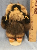 Hand made native doll, from rabbit, fur, beaver, a