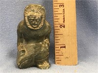 Soapstone carving of a native man kneeling 3" tall