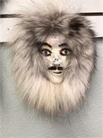 Seal hide mask w/ wolf trim & seal fur accent