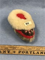 Small seal skin slipper pin cushion     (m 36)