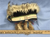 Tlingit head dress, hand made with various furs, i