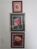 Three Framed Rose Prints