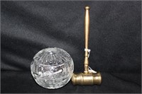 2pc small Brass Anvil & Glass Orb