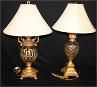 Pair of gold contemporary lamps with