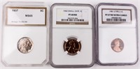 Coin 3 Graded Type Coins Buffalo Nickel & Lincoln
