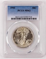 Coin 1941 Walking Liberty Half Dollar PCGS MS62