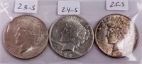 Coin 3 Peace Silver Dollars 23-S, 24-S & 25-S