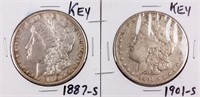 Coin 2 Morgan Silver Dollars 1887-S & 1901-S