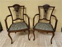 Edwardian Mahogany Parlor Armchairs.