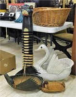 Wicker and Wooden Animal Decor.