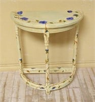 Floral Painted Demi-Lune Table.