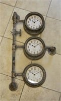 Industrial Pipe Styled Triple Clock.