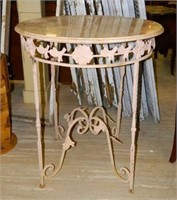 Wrought Iron Marble Top Bar Table.