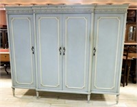 Louis XVI Style Painted Breakfront Armoire.
