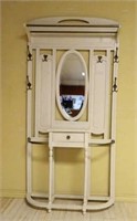 Painted Oak Beveled Mirror Hall Stand.