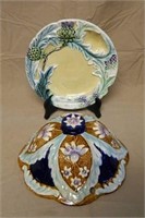 Fives Lille Majolica Plate and Hanging Planter.