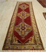Turkish Hand Knotted Wool Rug Runner.