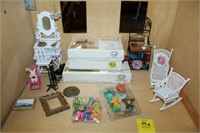 Doll House Furniture; dressing table, chaise,