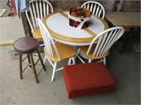Kitchen Table w/ 4 Chairs, Foot Stool, Ottomam