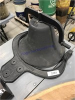 Cast iron bell w/ bracket, 13" across bottom