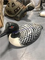 Hand-carved wood loon, 12" long