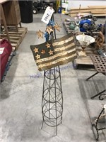 Yard art stand w/ flag, 45" tall