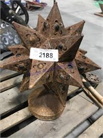 Star w/ marble insets tin yard art, 12" tall