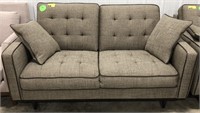 Upholstered love seat with 2 matching pillows