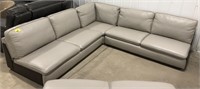 Leather upholstered low profile sectional sofa