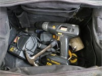 BAG WITH ASSORTED TOOLS / CORDLESS DRILL,