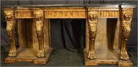 MARBLE TOP CARVED & GILDED CONSOLE TABLE