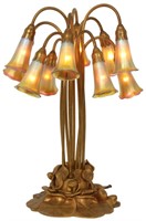 Tiffany Studios Dore Bronze 10 Light Lily Lamp