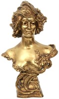 Francois Alphonse Piquemal Bronze Bust of a Woman