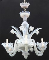 Opalescent Venetian glass 6 Light Chandelier