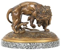 Antoine-Louis Barye Bronze Lion & Serpent