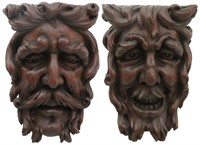 Pair of Figural Oak Wall Hanging Corbels