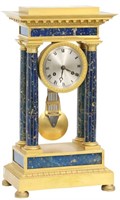 French Empire Lapis Lazuli Portico Clock