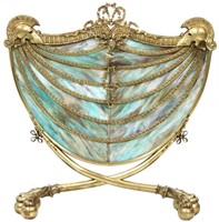 Gilt Bronze & Leaded Glass Fire Screen