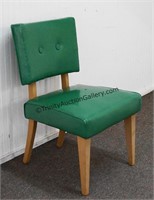 Mid Century Selig Green Vinyl & Blond Side Chair