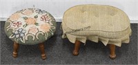Hooked Rug Upholstered Footstools c.1940's