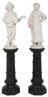 C. Lapini (Italian, 1848-1893) Marble Sculptures
