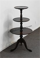 Mahogany 3 Tier Round Accent Side Table c.1930's