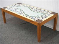 Mid Century Custom Ceramic Tile Art Coffee Table
