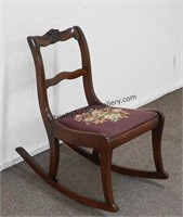 Walnut Rose Back Rocking Chair