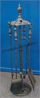 Antique Victorian Forged Iron Fireplace Tools Set