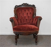 Victorian Carved Mahogany Parlor Chair c.1900's