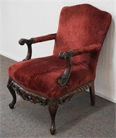Victorian Carved Mahogany Parlor Chair c.1910's