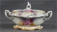 R.S. Prussia Rose Bouquet Cracker Jar with Lid