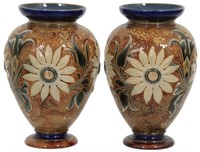 Pair Of Doulton Lambeth Pottery Vases